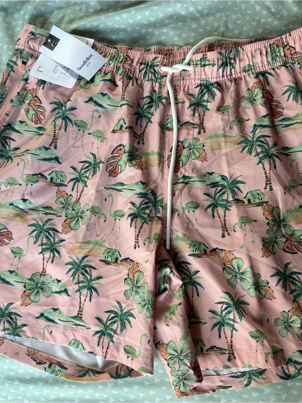 Goodfellow & Co Pink Tropical Print swim trunks